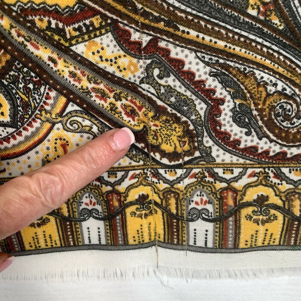 Paisley Scarf NEW Brown Gold Ivory Fall Colors Fringed Soft Semi Sheer ITALY - Picture 3 of 5